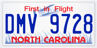 NC license plate DMV9728