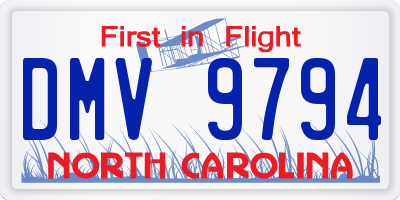 NC license plate DMV9794