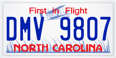 NC license plate DMV9807