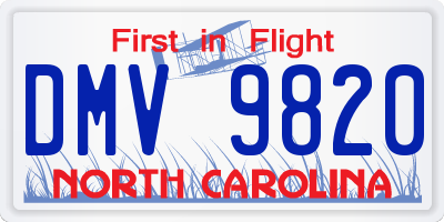NC license plate DMV9820