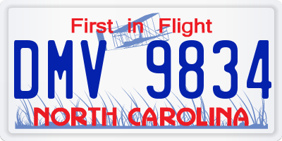 NC license plate DMV9834