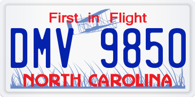 NC license plate DMV9850