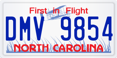 NC license plate DMV9854