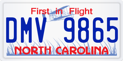 NC license plate DMV9865