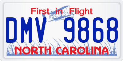 NC license plate DMV9868
