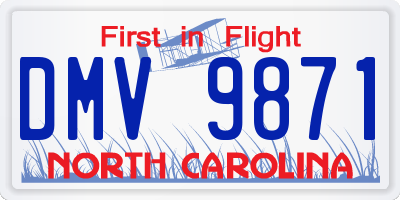 NC license plate DMV9871