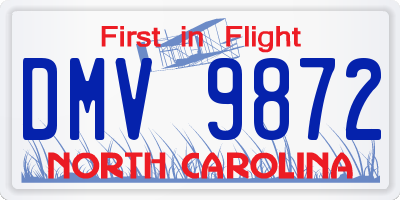 NC license plate DMV9872