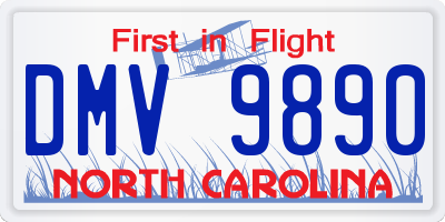 NC license plate DMV9890