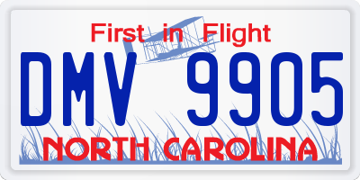 NC license plate DMV9905