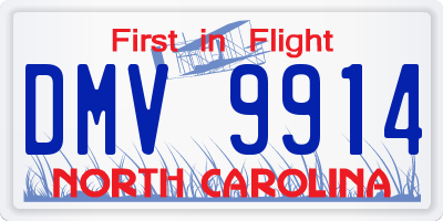 NC license plate DMV9914