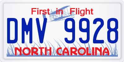NC license plate DMV9928