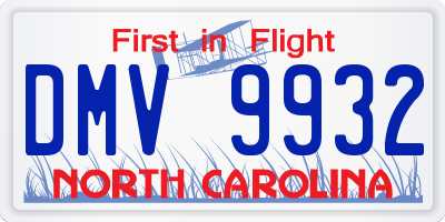 NC license plate DMV9932