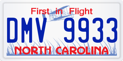 NC license plate DMV9933