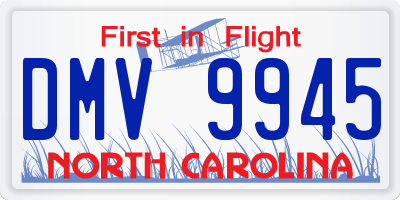 NC license plate DMV9945