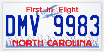 NC license plate DMV9983
