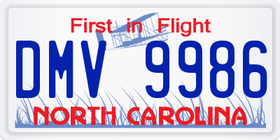 NC license plate DMV9986