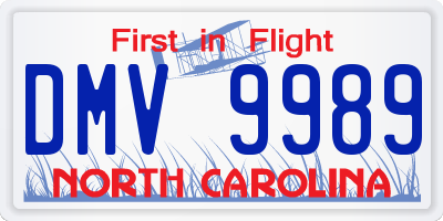 NC license plate DMV9989