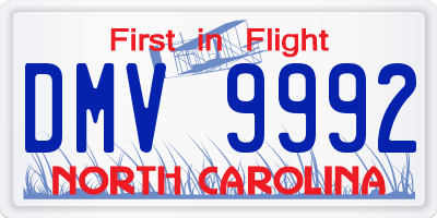 NC license plate DMV9992