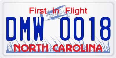 NC license plate DMW0018