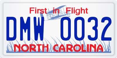 NC license plate DMW0032