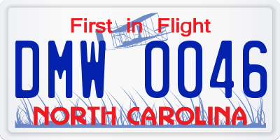 NC license plate DMW0046