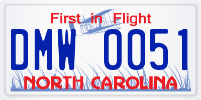 NC license plate DMW0051