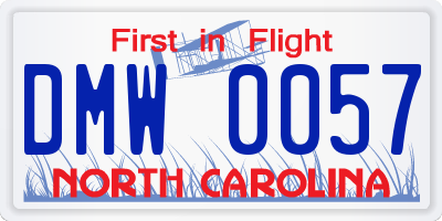 NC license plate DMW0057