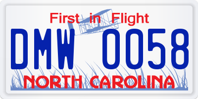 NC license plate DMW0058