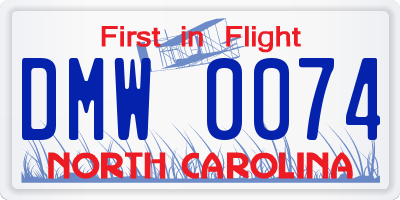 NC license plate DMW0074