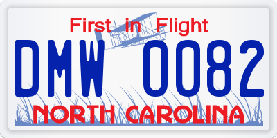 NC license plate DMW0082