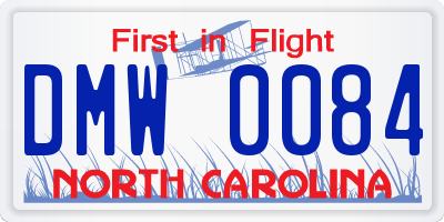NC license plate DMW0084