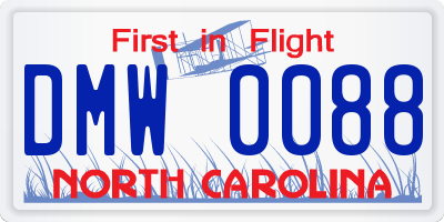 NC license plate DMW0088