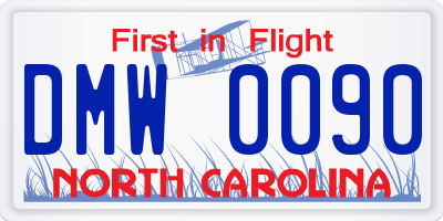 NC license plate DMW0090