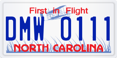 NC license plate DMW0111