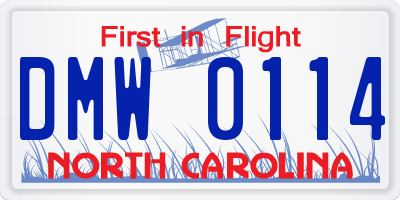 NC license plate DMW0114
