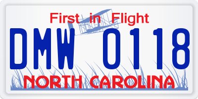 NC license plate DMW0118