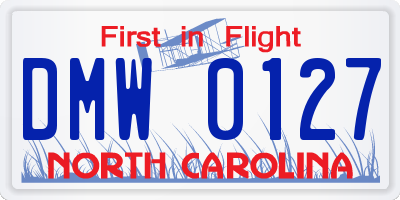 NC license plate DMW0127