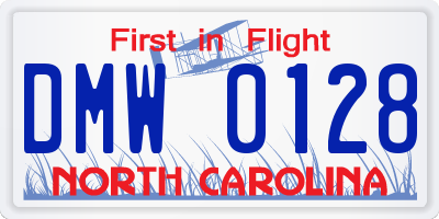 NC license plate DMW0128
