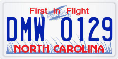 NC license plate DMW0129