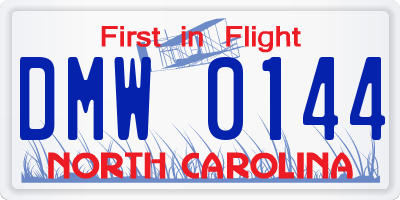 NC license plate DMW0144