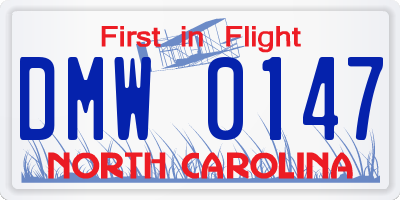 NC license plate DMW0147