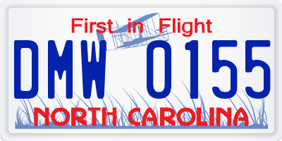 NC license plate DMW0155