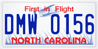 NC license plate DMW0156