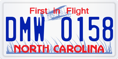 NC license plate DMW0158