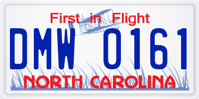 NC license plate DMW0161