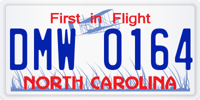 NC license plate DMW0164