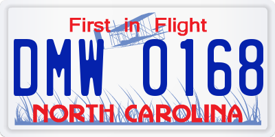 NC license plate DMW0168