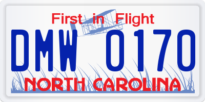 NC license plate DMW0170