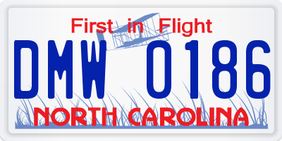 NC license plate DMW0186