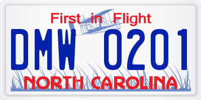 NC license plate DMW0201